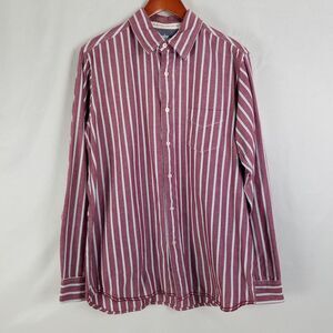 Red Camel Mens Shirt Large Red Striped Long Sleeve Pocket‎ Button Down
